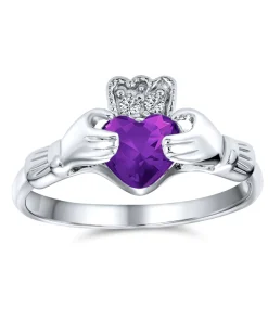 Gemstone Heart Claddagh Ring
